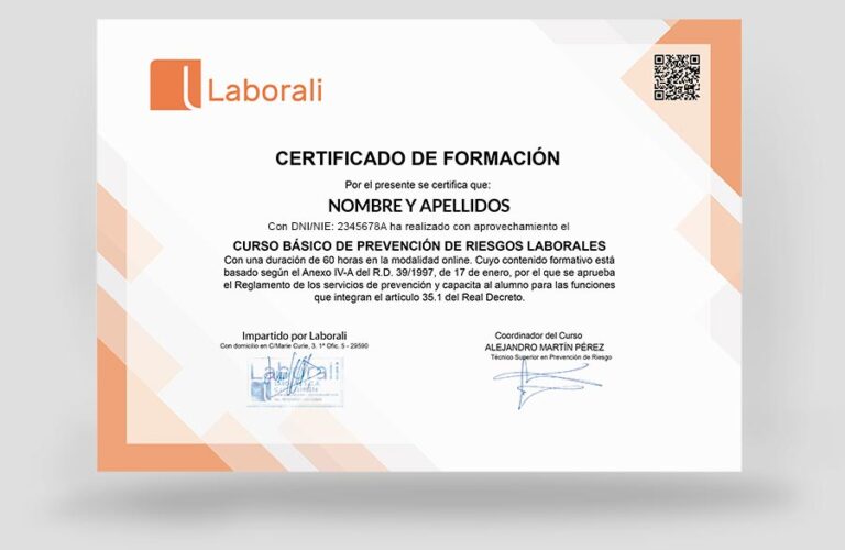 Curso Prevención Riesgos Laborales Oficial PRL Online Laborali